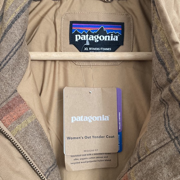 NEW Patagonia Out Yonder Jacket Coat Size XL Bearfoot Tan Stripe Wool - Picture 4 of 6